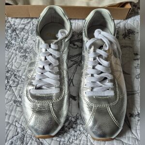 Mint Condition ASH Silver Leather Sneakers, 6, Fit True To Size